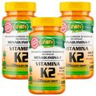 KIT C/3 Un. Vitamina K2 135mcg Mk7 Menaquinona Concentrada 120 Cápsulas - Unilife