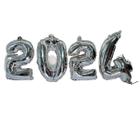 kit c/4 balões metalizado numero 2024 Reveillon Prata 16" - sm decora