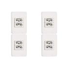 Kit C/4 - Conjunto Perlex Aros 4X2 Branco Com Placa(2Toma...