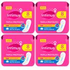 KIT C/4 Pacotes Absorvente Tripla Proteção Extra Suave sem Abas 8 Unidades cada INTIMUS