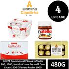 Kit C/4 Promocional Páscoa Raffaello 90G, 150G, Nutella Creme De Avelã Com Cacau 140G E Ferrero Rocher 100G