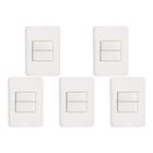 Kit C/5 - Conjunto Perlex Aros 4X2 Branco Com Placa(1Simp...