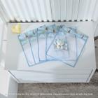 Kit c/ 5 Saquinhos Maternidade em Tule com zíper e viés Diversas Estampas e Tags Bordados + Naninha com Pelucia