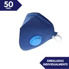 Kit c/ 50 respirador descartavel pff2(s) com valvula azul brpro br210 a ca 46501