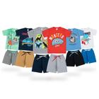 Kit c/ 6 Conjuntos Infantil Meia malha com Short em Moletinho / Masculino Verão Manga curta