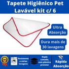 Kit c/ 6 Tapete higiênico pet lavável dupla camada