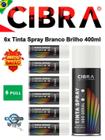 Kit c/ 6 Tinta Spray Aerosol Cibra Color Branco Brilhante 400ml Uso Geral