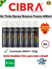 Kit c/ 6 Tinta Spray Aerosol Cibra Color Branco Fosco 400ml Uso Geral