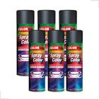 Kit C/6 Tinta Spray Automotivo Colorgin Preto Fosco - 300ml