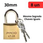 Kit c/8 Cadeado Pado 30 mm Mesmo Segredos Iguais Mesma Chave