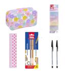 Kit c/Necessaire+1 Bloco De Notas+1 Régua+2 Canetas Em Gel+2 Canetas Pretas - tris