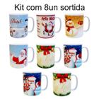 Kit c8 Canecas Natal Café 350ml Lembrança Presente PapaiNoel - Jls