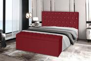 Kit Cabeceira 138Cm p/ Cama Box Casal + Baú 138Cm Calçadeira Estofada Imperatriz Suede Vermelho