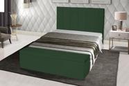 Kit Cabeceira 138Cm p/ Cama Box Casal + Baú 138Cm Calçadeira Estofada Vitória Suede Verde Militar - Maitê Moda Casa