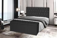 Kit Cabeceira 158Cm p/ Cama Box Queen + Baú 158Cm Calçadeira Estofada Imperatriz Suede Preto - Maitê Moda Casa