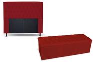 Kit cabeceira 195 + recamier 195 lady cor suede vermelho topázio decor - TOPAZIO