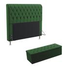 Kit Cabeceira Bellatrix 195 Para Cama King e Calçadeira Sagitarius Sued Verde Aradecor