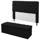 Kit Cabeceira + Calçadeira Baú Mirage King 195cm Suede Preto - DL Decor