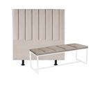 Kit Cabeceira Carla e Calçadeira Industrial 100cm Solteiro Box Ferro Branco material sintético Bege - Ahz Móveis