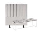 Kit Cabeceira Carla e Calçadeira Industrial 140cm Casal Box Ferro Branco Suede Cinza Claro - Ahazzo Móveis