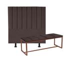 Kit Cabeceira Carla e Calçadeira Industrial 140cm Casal Box Ferro Bronze Sintético Marrom - Ahz Móveis