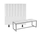 Kit Cabeceira Carla e Calçadeira Industrial 140cm Casal Box Ferro Prata material sintético Branco - Ahz Móveis