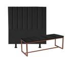 Kit Cabeceira Carla e Calçadeira Industrial 90cm Solteiro Box Ferro Bronze Suede Preto - Ahz Móveis