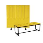 Kit Cabeceira Carla e Recamier Industrial 140cm Casal Box Ferro Preto material sintético Amarelo - Ahz Móveis