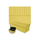 Kit Cabeceira Casal Cancun 140 cm Mais Calçadeira Cancun 140 cm Suede Amarelo