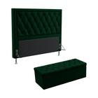 Kit Cabeceira Centaurus 160 Para Cama Box Queen e Calçadeira Sagitarius N-026 Veludo Verde Aradecor