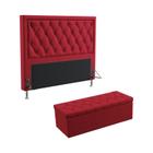 Kit Cabeceira Centaurus 160 Para Cama Queen e Calçadeira Sagitarius Sued Vermelho Aradecor