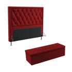 Kit Cabeceira Centaurus 195 Modulada Estofada e Calçadeira Sagitarius N-033 Veludo Vermelho Aradecor