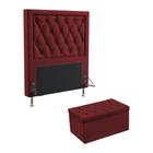 Kit Cabeceira Centaurus 90 Modulada Estofada e Calçadeira Sagitarius N-033 Veludo Vermelho Aradecor