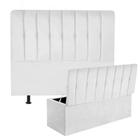 Kit Cabeceira de Cama Box Casal Com Recamier Akira 140 CM material sintético Branco - Móveis Mafer