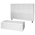 Kit Cabeceira de Cama Box Casal com Recamier Carol 140 cm material sintético Branco - Móveis Mafer