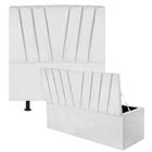 Kit Cabeceira de Cama Box Casal Com Recamier Saori 140 CM material sintético Branco - Móveis Mafer