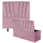 Kit Cabeceira de Cama Box Casal Com Recamier Saori 140 CM Suede Rose - Móveis Mafer