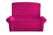 Kit Cabeceira De Cama Box Casal e Recamier Calçadeira Baú 140 cm Dubaí Rosa Pink Dimazza Móveis