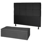 Kit Cabeceira de Cama Box King com Recamier Carol 195 cm material sintético Preto - Móveis Mafer