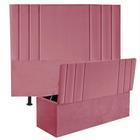 Kit Cabeceira de Cama Box King Com Recamier Emi 195 CM Suede Rose - Móveis Mafer