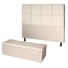 Kit Cabeceira de Cama Box Queen com Recamier Carol 160 cm Suede Bege - Móveis Mafer