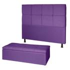 Kit Cabeceira de Cama Box Solteiro com Recamier Carol 90 cm Suede Roxo - Móveis Mafer