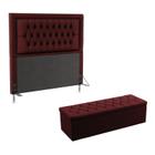 Kit Cabeceira Decorativa Para Cama Box Antares e Calçadeira Sagitarius 195 Para Cama King Sued Bordô Aradecor