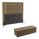 Kit Cabeceira Decorativa Para Cama Box Antares e Calçadeira Sagitarius 195 Para Cama King Sued Capuccino Aradecor