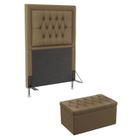 Kit Cabeceira Decorativa Para Cama Box Antares e Calçadeira Sagitarius 90 Para Cama de Solteiro Sued Capuccino Aradecor