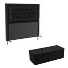 Kit Cabeceira Decorativa Para Cama Box Pegasus e Calçadeira Sagitarius 160 Cama Queen Preto Aradecor