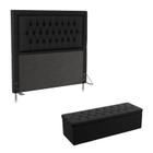 Kit Cabeceira Decorativa para Cama Box Pegasus e Calçadeira Sagitarius 160 para Cama Queen Sued Pret - ARADECOR