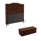 Kit Cabeceira Decorativa Para Cama Box Pollux e Calçadeira Sagitarius 160 Queen Marrom Aradecor