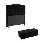 Kit Cabeceira Decorativa Para Cama Box Pollux e Calçadeira Sagitarius 160 Queen Preto Aradecor