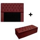 Kit Cabeceira Dubai Casal 140 cm e Calçadeira Dubai 140 cm Platinum Decor Suede Marsala